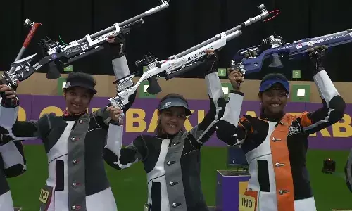 Indian womens team wins gold medal in 10m Air Rifle event at ISSF World Cup (Source: ISSF)