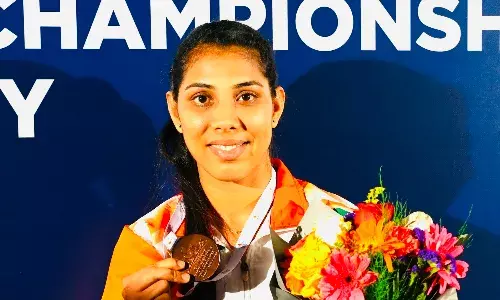 Manisha Moun after winning the World Championships bronze medal (Source: Boxing Federation of India)