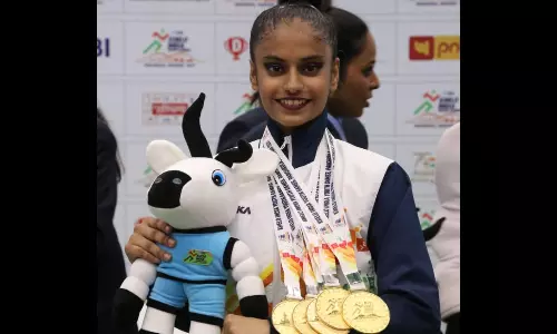 Gymnast Sanyukta Kale bagged all the five golds on offer at the KIYG in rhythmic gymnastics