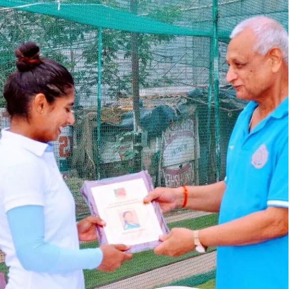 Mithali Raj with coach Jyothi Prasad