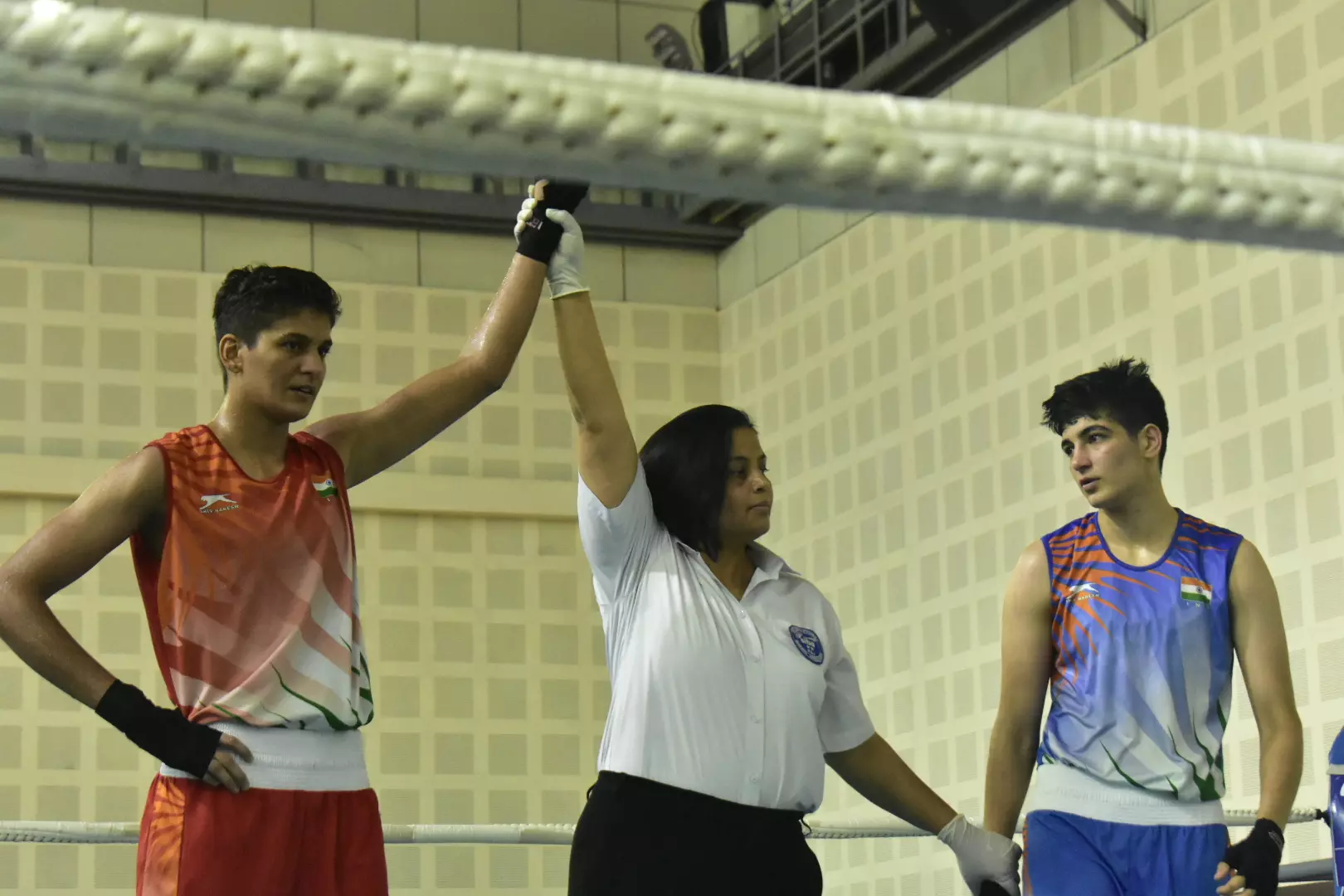 Jaismine defeated Parveen Hooda by 6-1 in 60 KG Category to secure her CWG Berth. (Pritish/TheBridge)