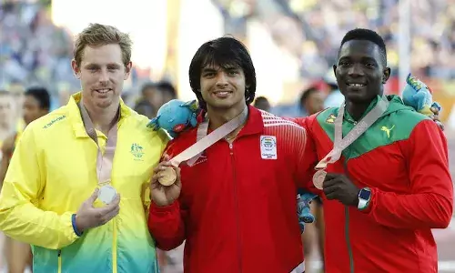 Neeraj Chopra won the gold in javelin throw at the 2018 Commonwealth Games in Gold Coast (Source: Getty)