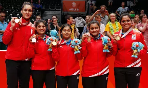 Indian womens table tennis team at the CWG 2018 (Source: Getty)