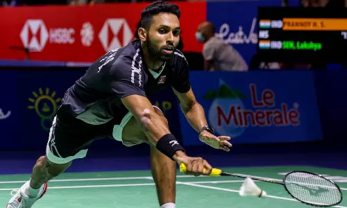HS Prannoy in action at the Indonesia Open 2022 (Source: Badminton Photo)