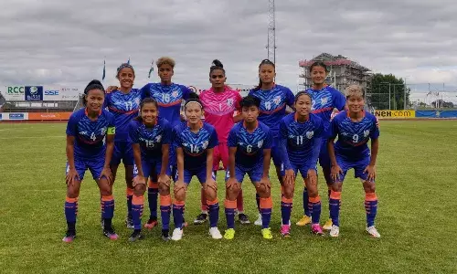 India U-23 Team lining up against Sweden.