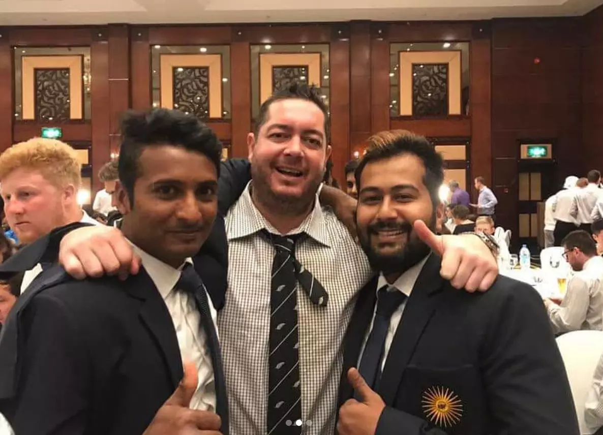 New Zealands Jesse Ryder with the Indian team members on the sidelines of the 2017 Indoor Cricket World Cup - Jesse Ryder played indoor cricket for New Zealand after his outdoor cricket playing days were over. (Instagram/IIC)