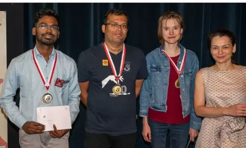 Surya Shekhar Ganguly (2nd from Left) won the tournament as Sethuraman (Left) finished runner-up. Surya Shekhar Ganguly (2nd from Left) won the tournament as Sethuraman (Left) finished runner-up.