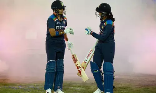 Shafali Verma and Smriti Mandhana at the first T20I against England