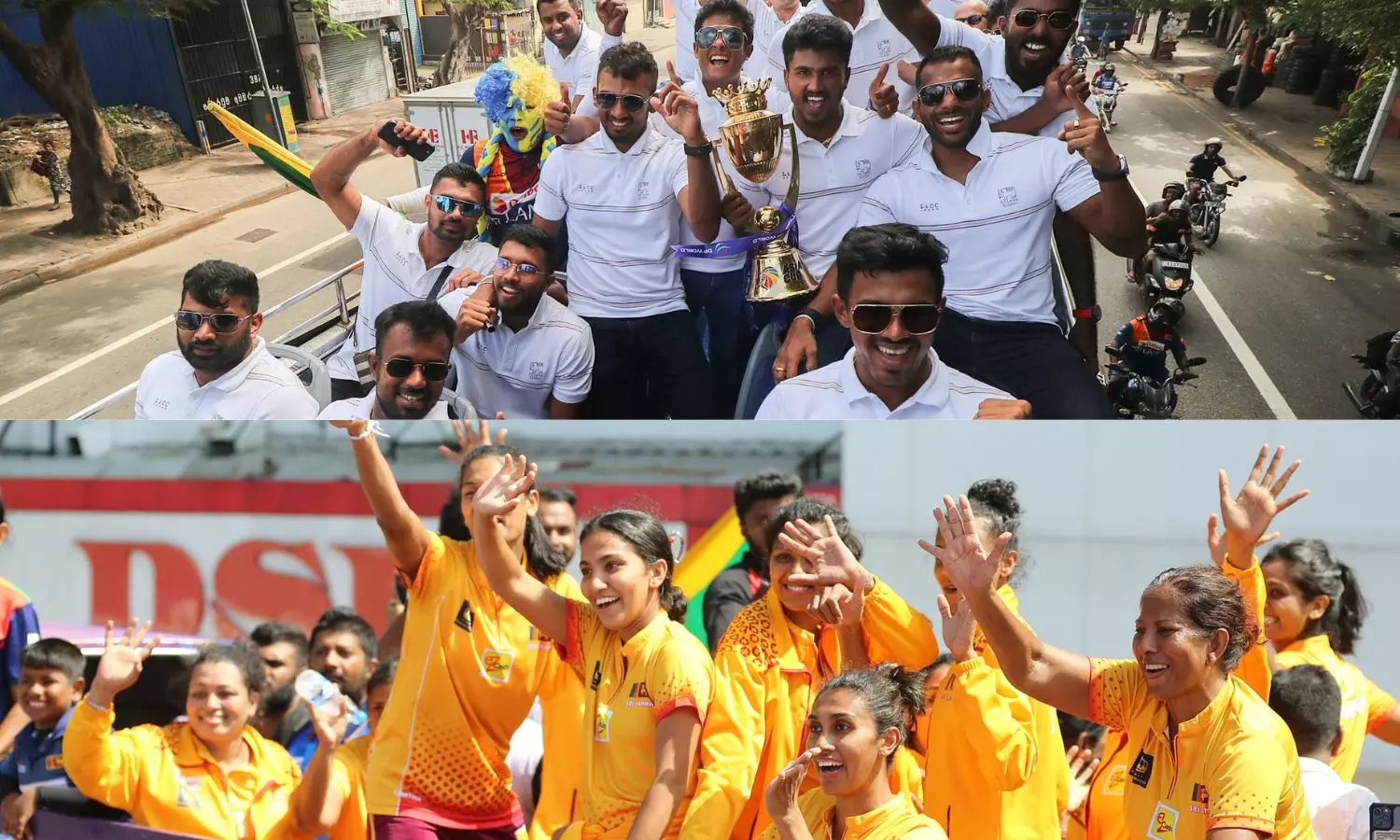 Team Sri Lanka celebrates Asia Cup win with double-decker ride Team Sri Lanka celebrates Asia Cup win with double-decker ride