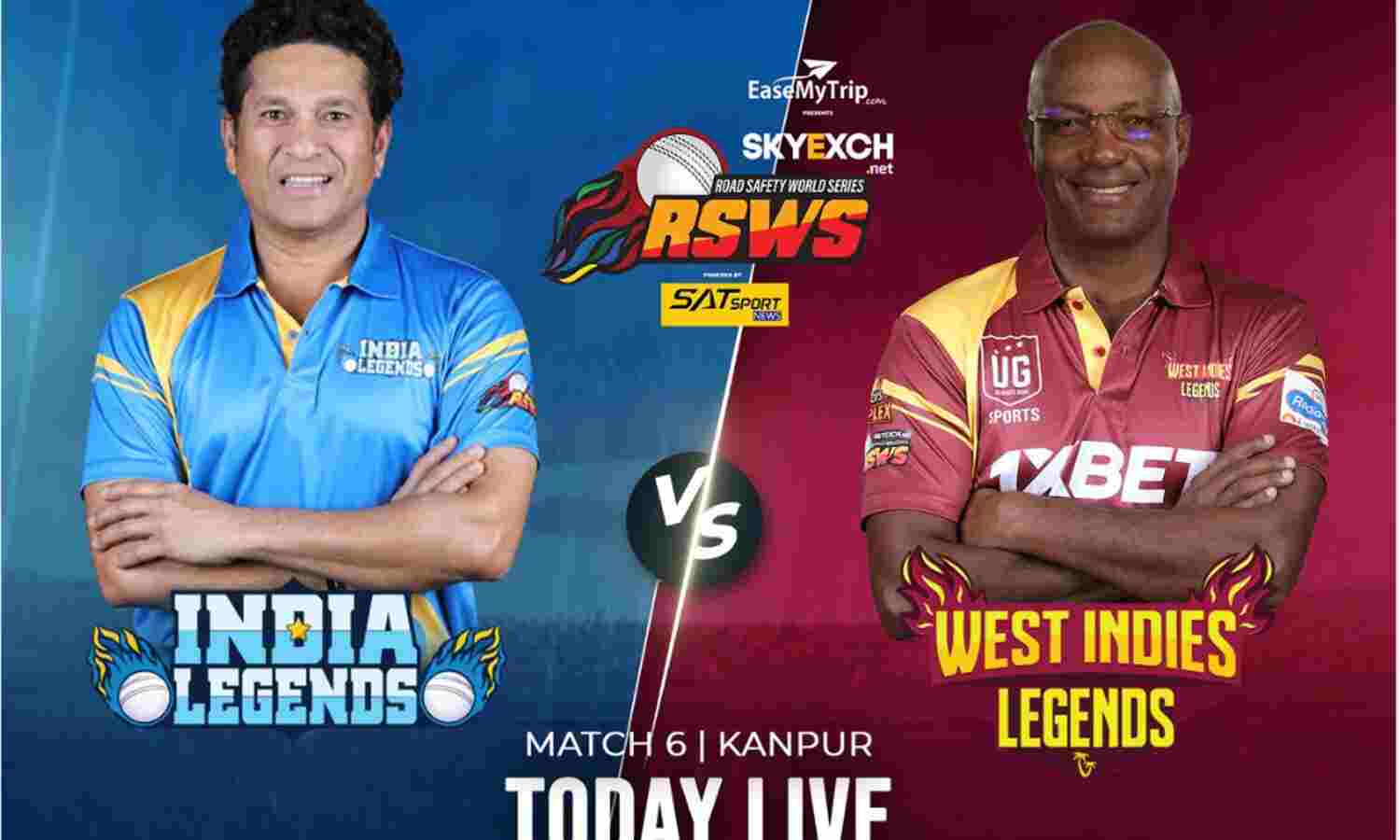 India Legends vs West Indies Legends