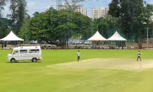 Ambulance inside ground after wild throw injures Venkatesh Iyer