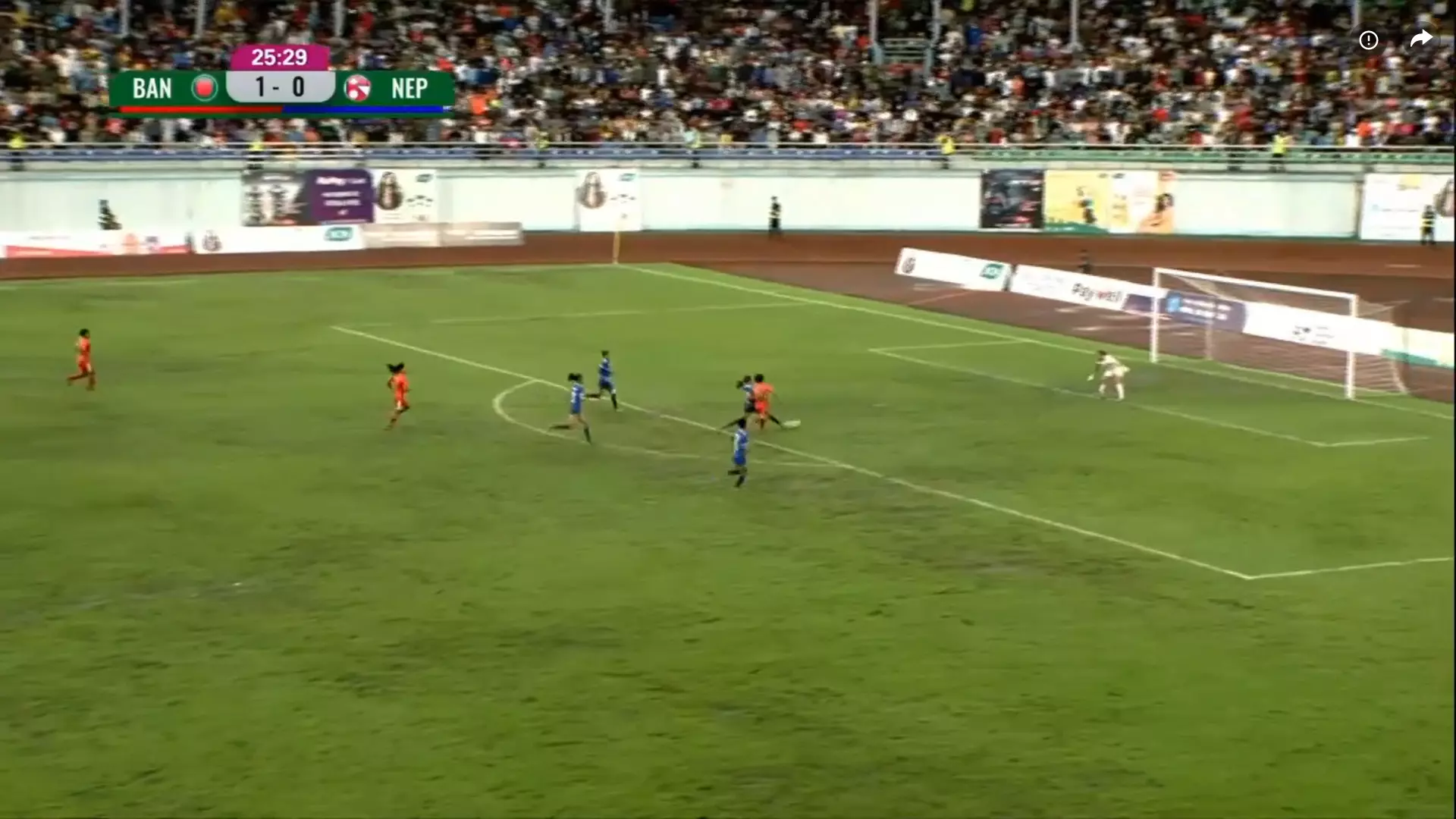 26'- What a tackle from the Nepal defender to dispossess the goal bound ...