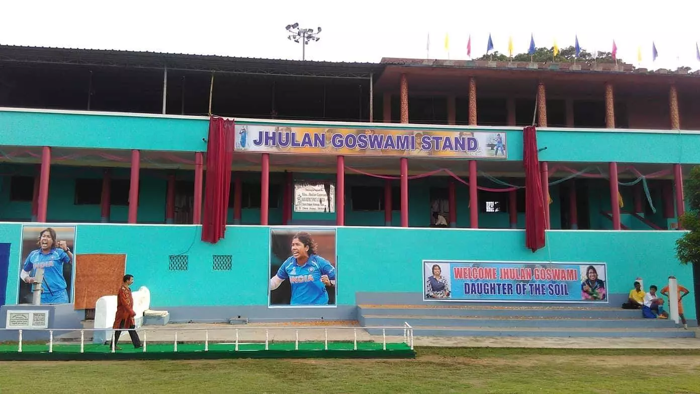 Eden Gardens will soon have a Jhulan Goswami Stand, but there is already one in the Krishnanagar Stadium in her home district.