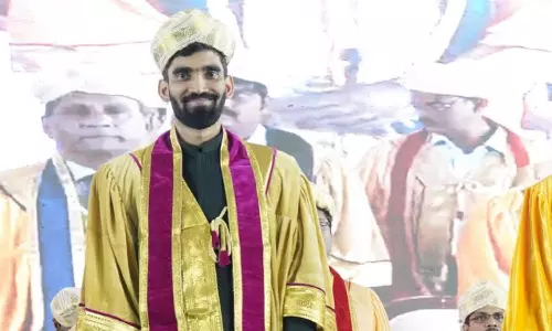 Kidambi Srikanth at the convocation of Vignan University where he was awarded the doctorate degree