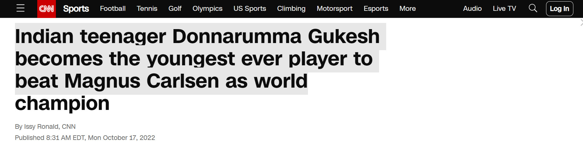 Indian teenager Donnarumma Gukesh becomes the youngest ever player