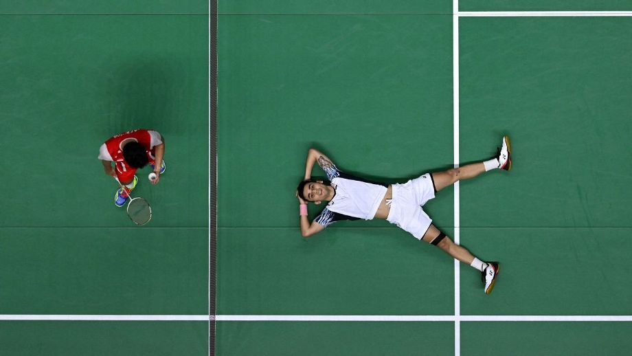 Posing for the stars, Lakshya Sen after winning against Ginting. (Credits: AFP)