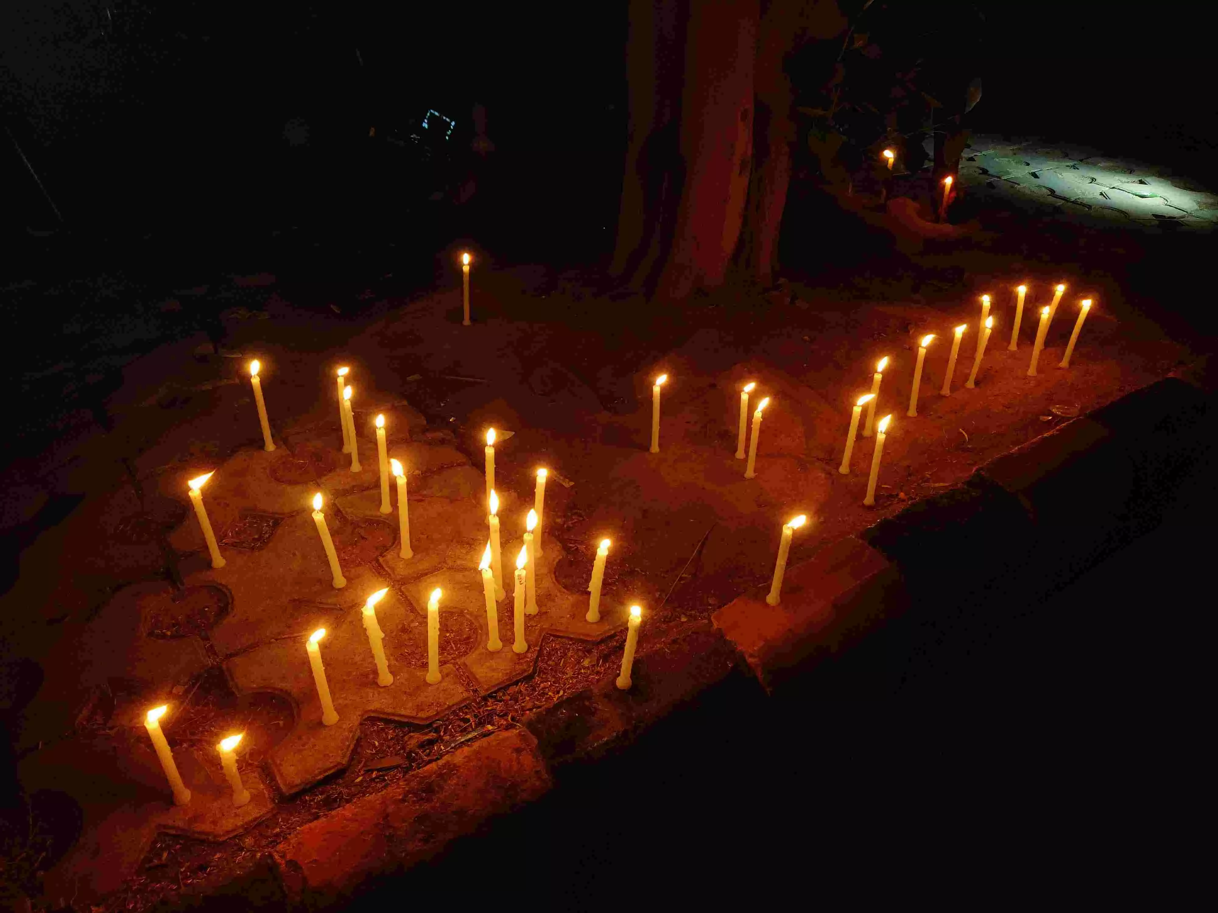 The candles after the march done by Wrestlers in solidarity. (PritishRaj/TheBridge)
