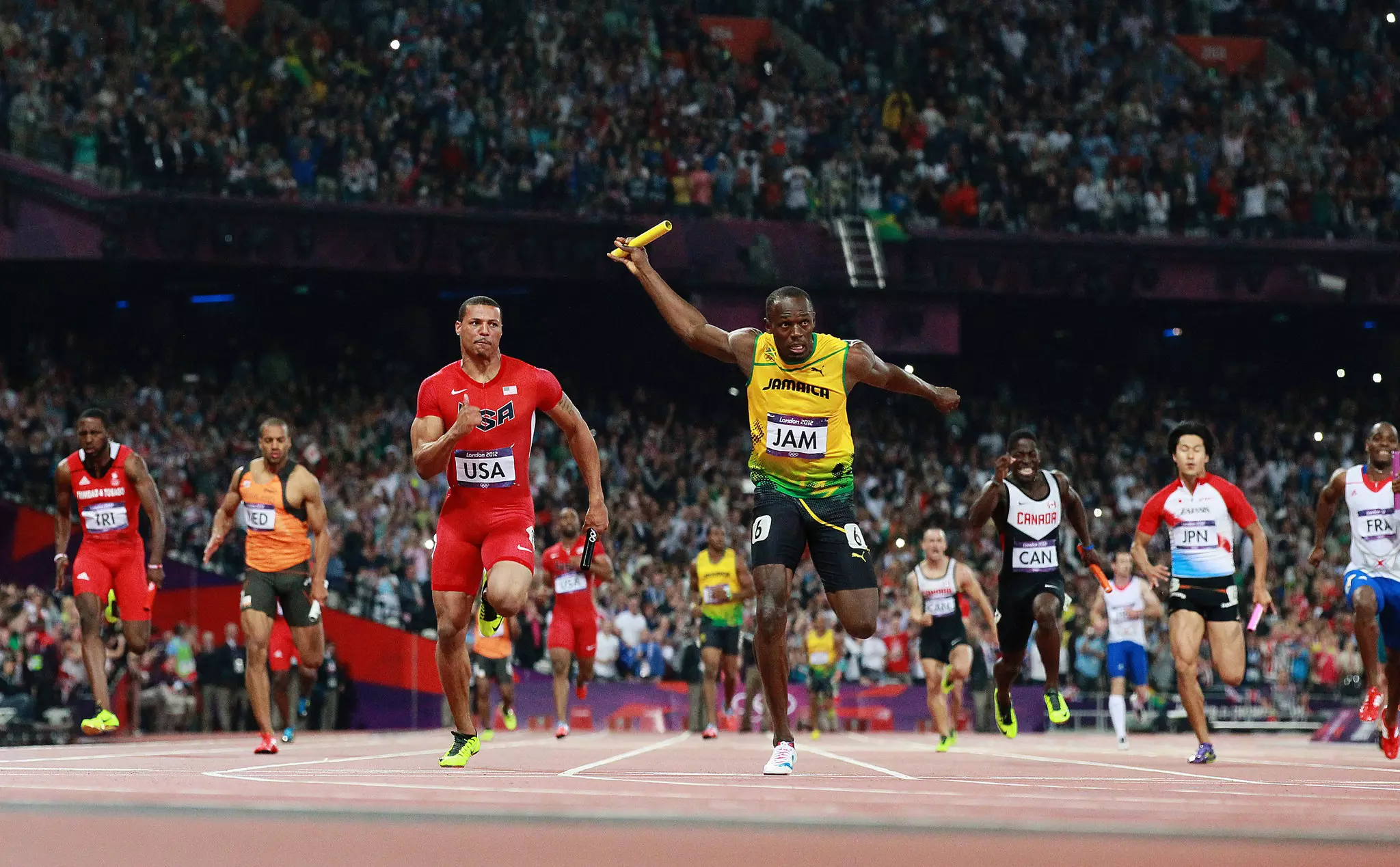 Usain Bolt anchored Jamaica’s 4x100-meter relay to a world record of 36.84 seconds at London 2012 Olympics (Source: The New York Times)