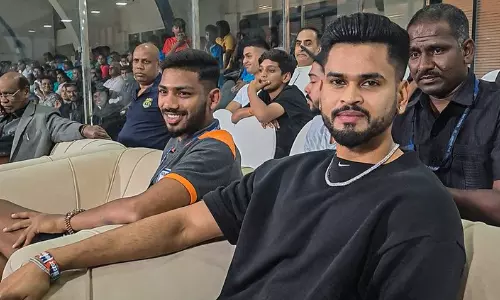 Shreyas Iyer drops in to support Indian football team