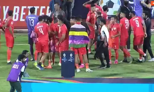 Jeakson Singhs Meitei flag raises eyebrows in SAFF victory ceremony
