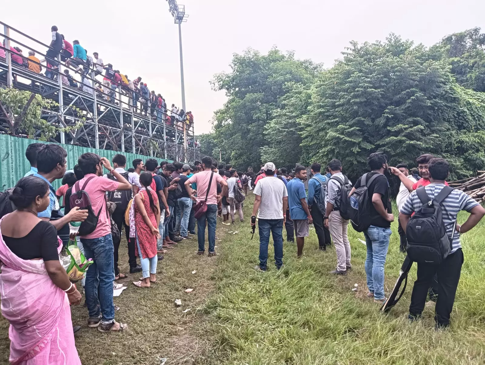 Mohun Bagan fans outside the club ground waiting for tickets.