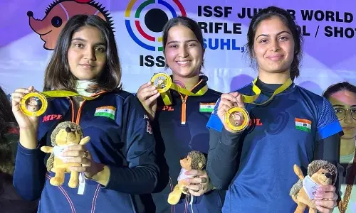 Indias womens 25m pistol team clinches gold at ISSF World Championships