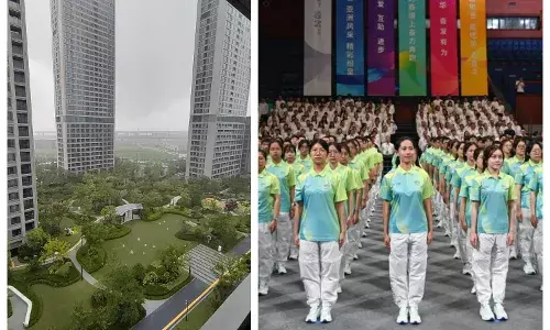 Through the clouds, Hangzhous people shine through