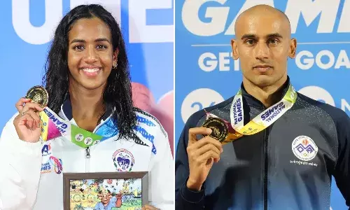 Nina Venkatesh and Virdhawal Khade Swimming