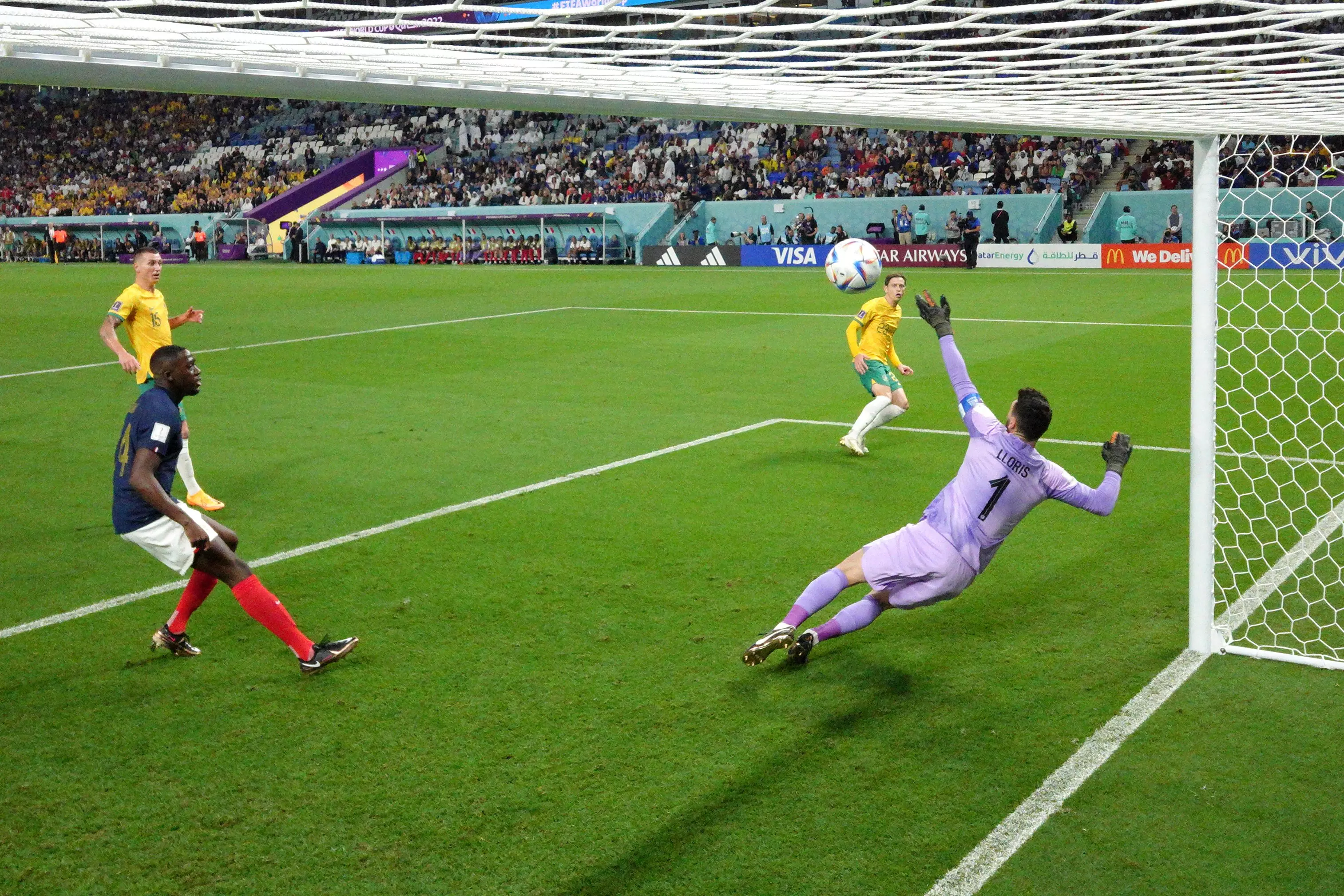 Craig Goodwin opens the scoring against France in the 2022 FIFA World Cup