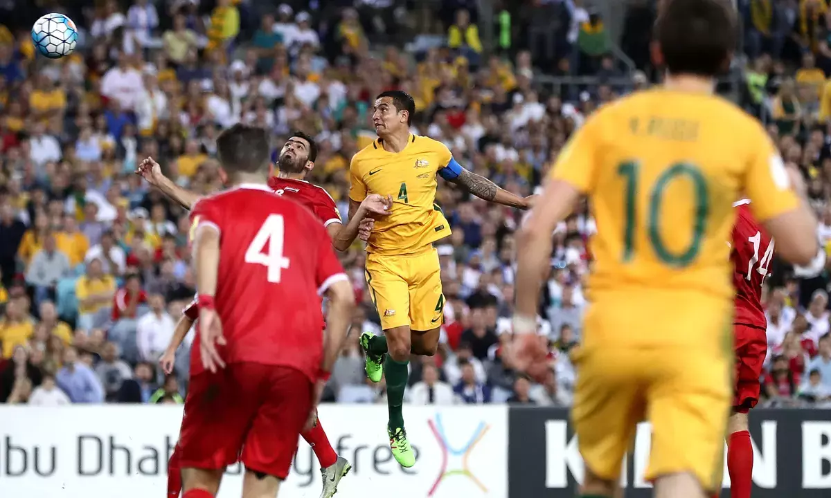 Tim Cahills goal v Syria in the 2018 WC play-offs (Image via Ryan Pierse/Getty Images)