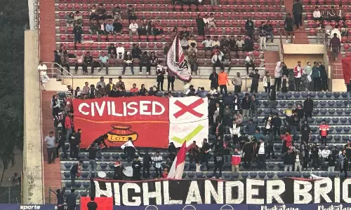 NorthEast United fans stage protest against racism by East Bengal fans during ISL game