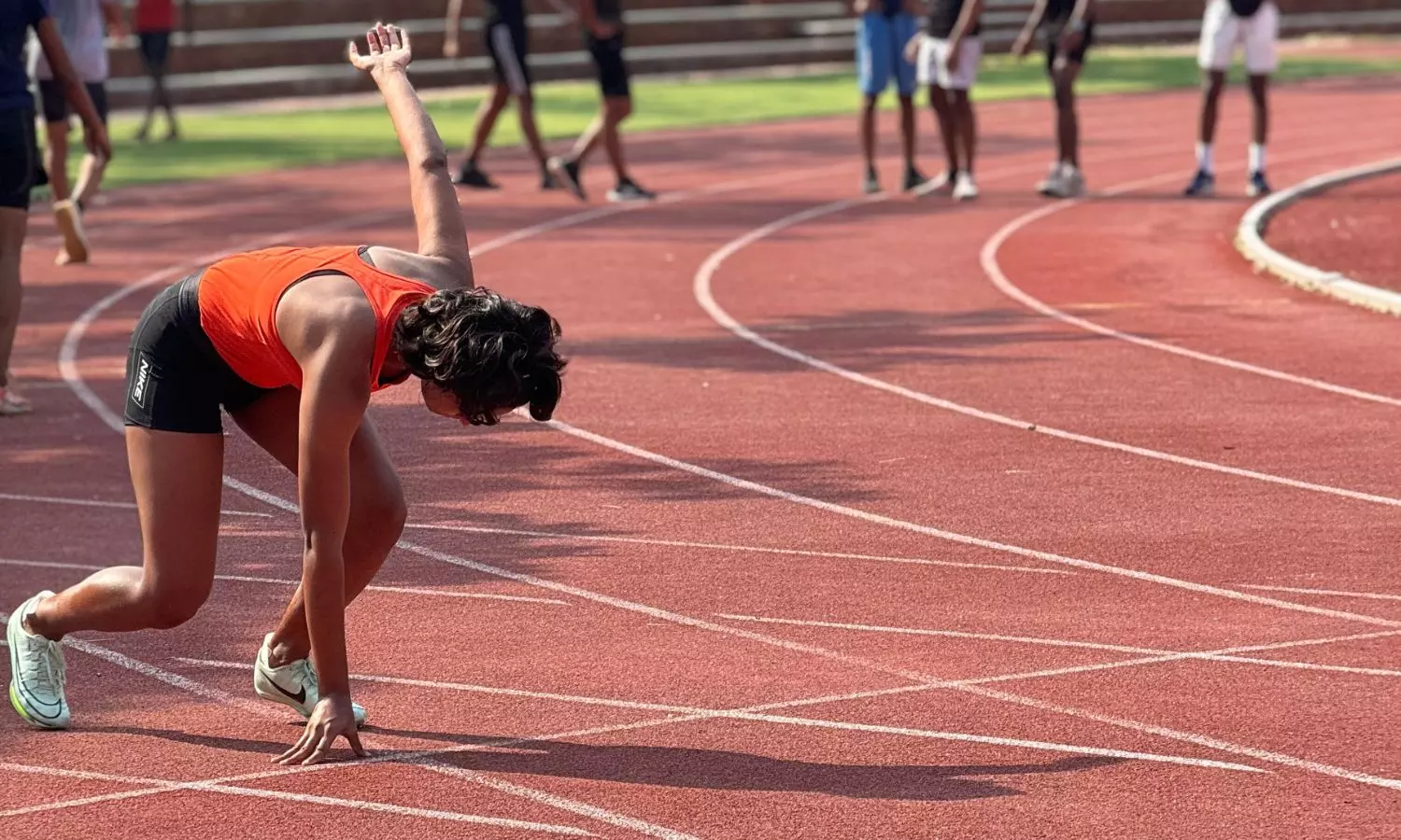 Rezoana Mallick Heena taking a stance during a training session at the Gachibowli Stadium. (Photo credit: Special Arrangement) 