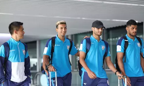 Indian football team arrives in Kolkata for final game of Sunil Chhetri