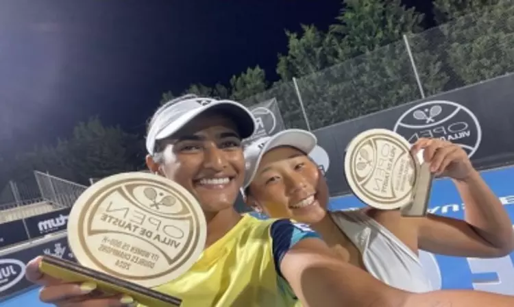 Rutuja Bhosale-Fangran Tian triumphs in womens Doubles at ITF W35 Tauste