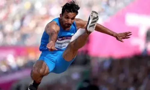 Abdulla Aboobacker wins mens triple jump gold by 1cm at Qosanov Memorial