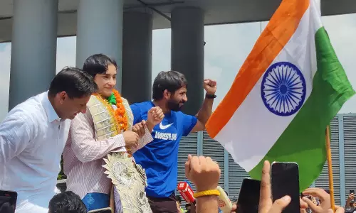 Vinesh Phogat receives heros welcome in Haryanas Balali village