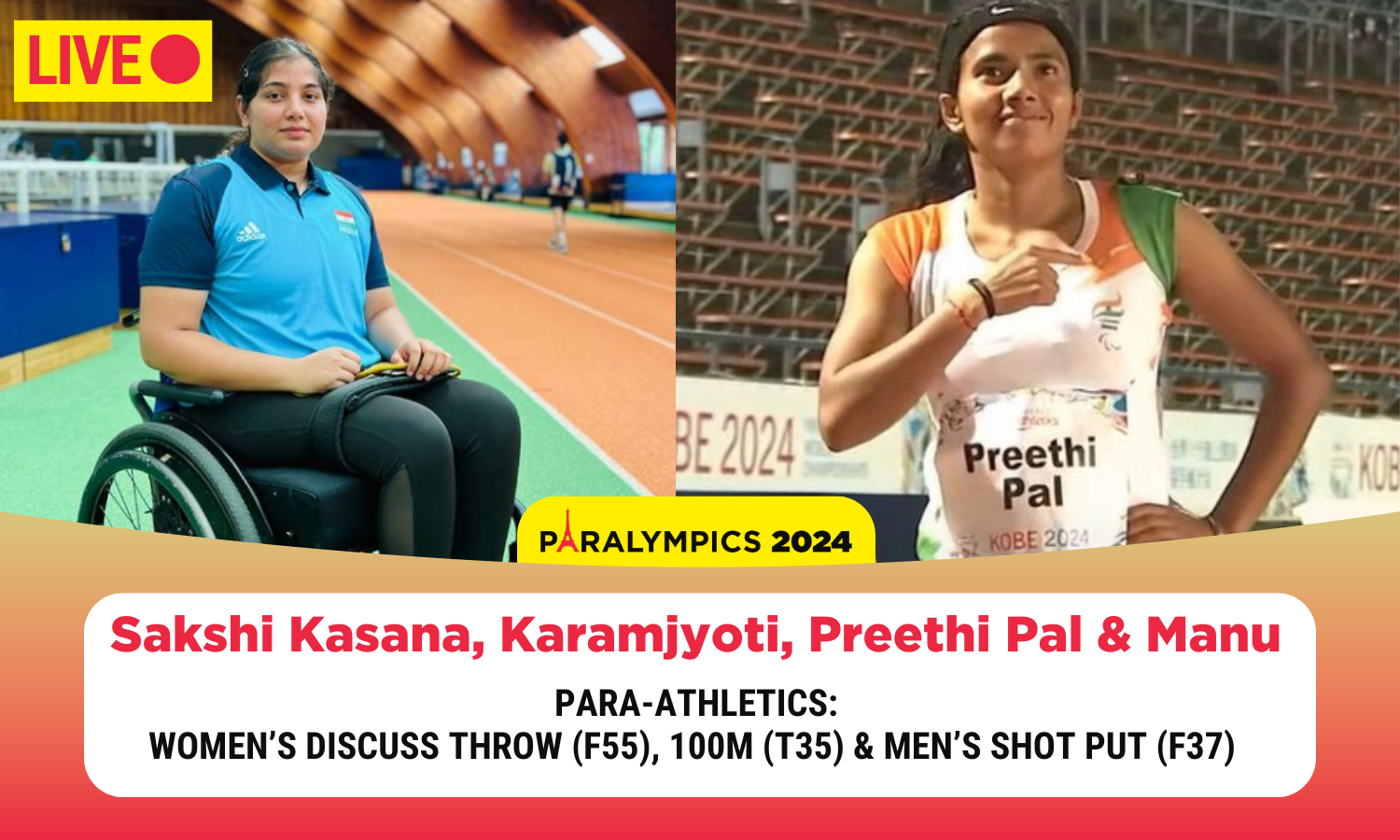 Paralympics 2024 ParaAthletics LIVE Women's Discuss Throw, 100m and