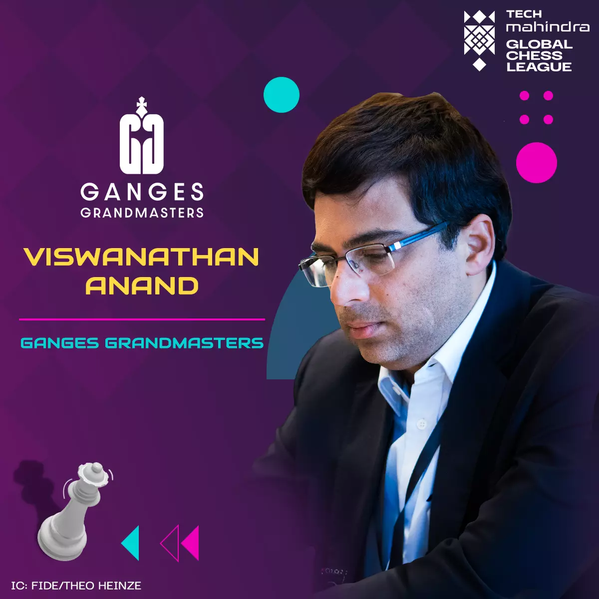 The legendary GM Viswanathan Anand will play for the Ganges Grandmasters. The legendary GM Viswanathan Anand will play for the Ganges Grandmasters.