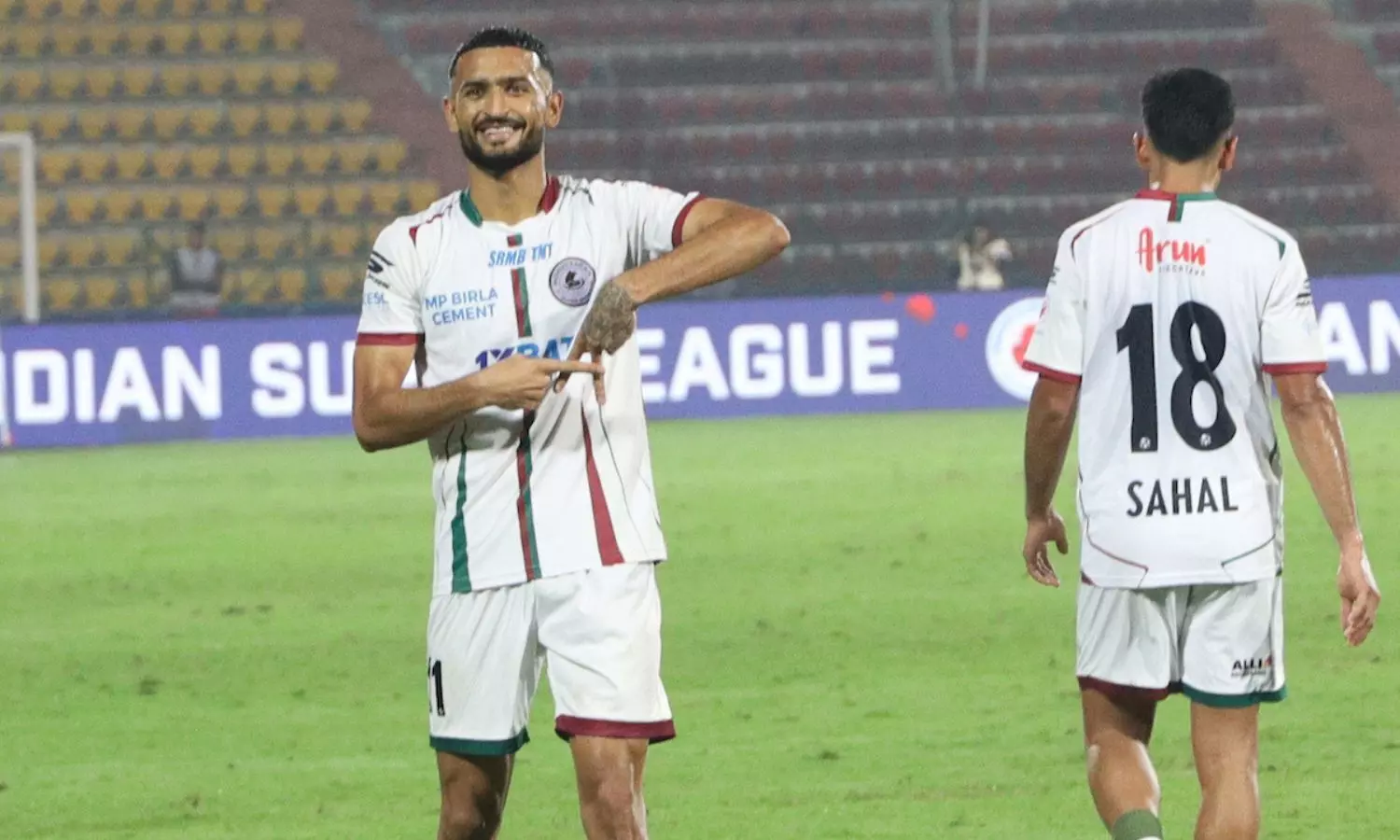 Manvir Singh celebrates after opening the score for Mohun Bagan SG.