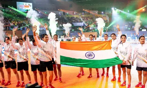 The Indian womens team celebrate after winning the 2025 Kho Kho World Cup