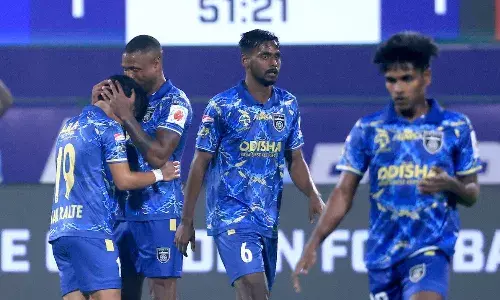 Odisha FC celebrate their goal against Punjab FC in 2024-25 ISL