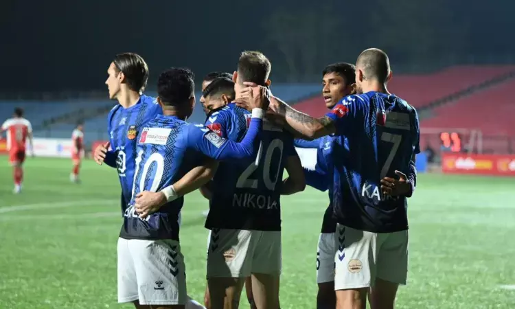 Inter Kashi celebrate a goal against Aizawl FC