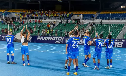 Chennaiyin FC celebrating their win over Punjab FC