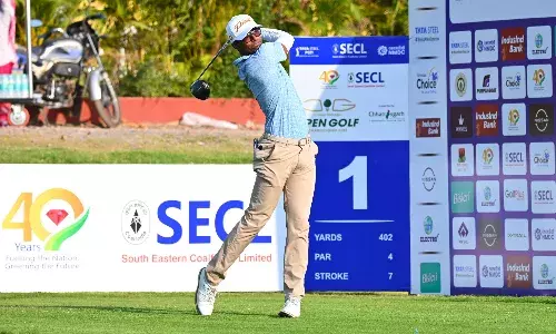 Bengalurus Shaurya Binu in action at the Chhattisgarh Open