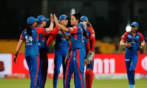 Delhi Capitals celebrate a wicket against Gujarat Giants in the 2025 WPL