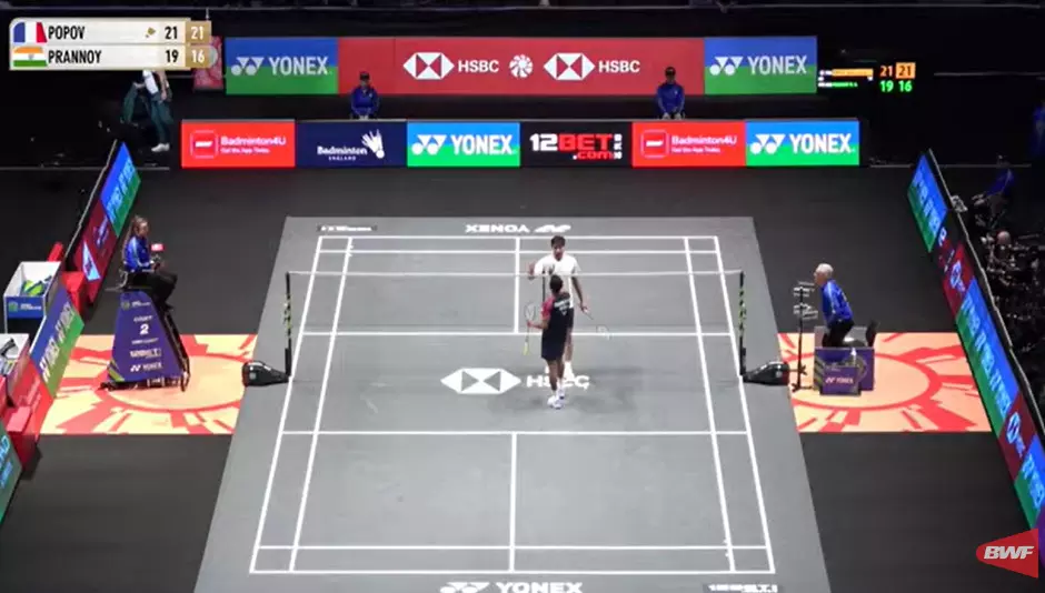 HS Prannoy succumbed in straight games. (Photo credit: BWF) HS Prannoy succumbed in straight games. (Photo credit: BWF)