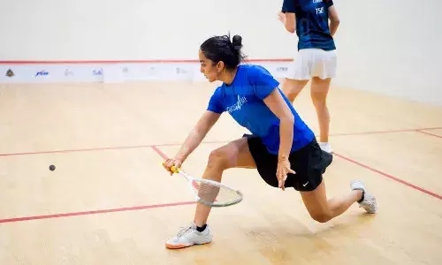 Tanvi Khanna in action at 2025 India Open Squash