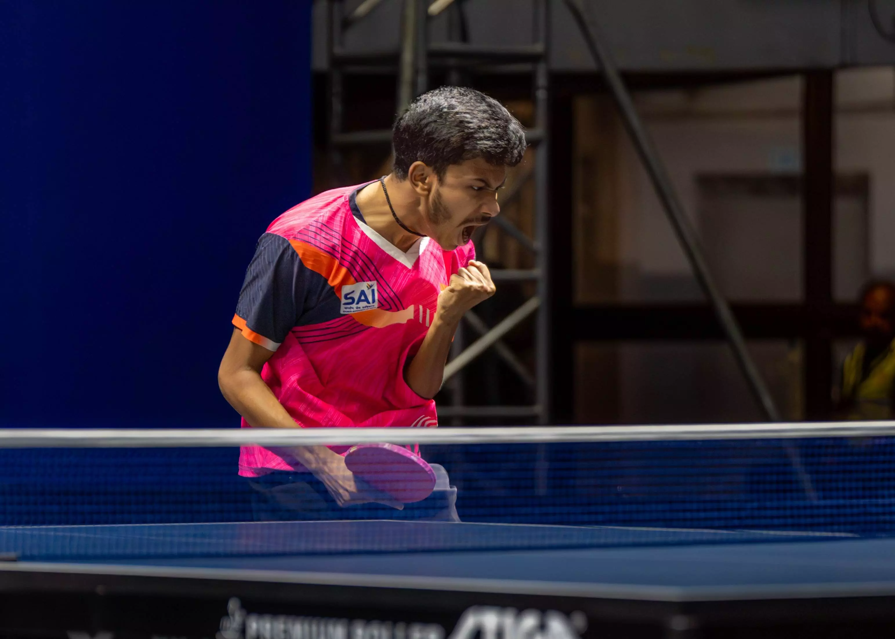 Anirban Ghosh celebrating his victory against a perfectly placed Shot. (Photo credit: UTT)