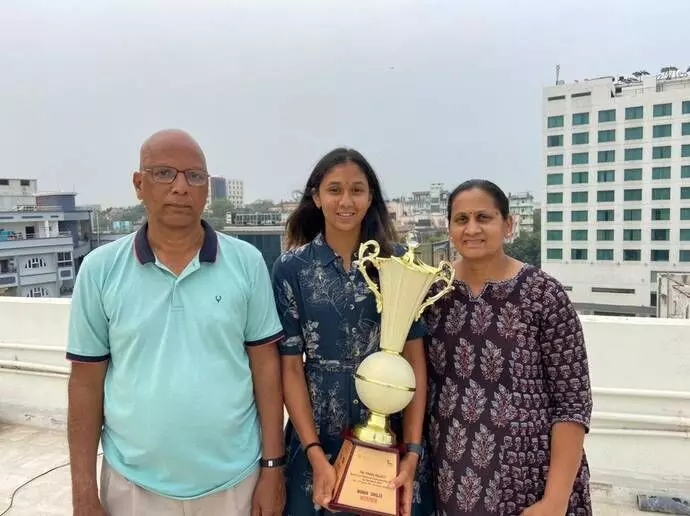 Shrivalli Rashmikaa Bhamidipaty with parents BRN Prasad and B Rajashri (Photo credit: Global Indian) Shrivalli Rashmikaa Bhamidipaty with parents BRN Prasad and B Rajashri (Photo credit: Global Indian)