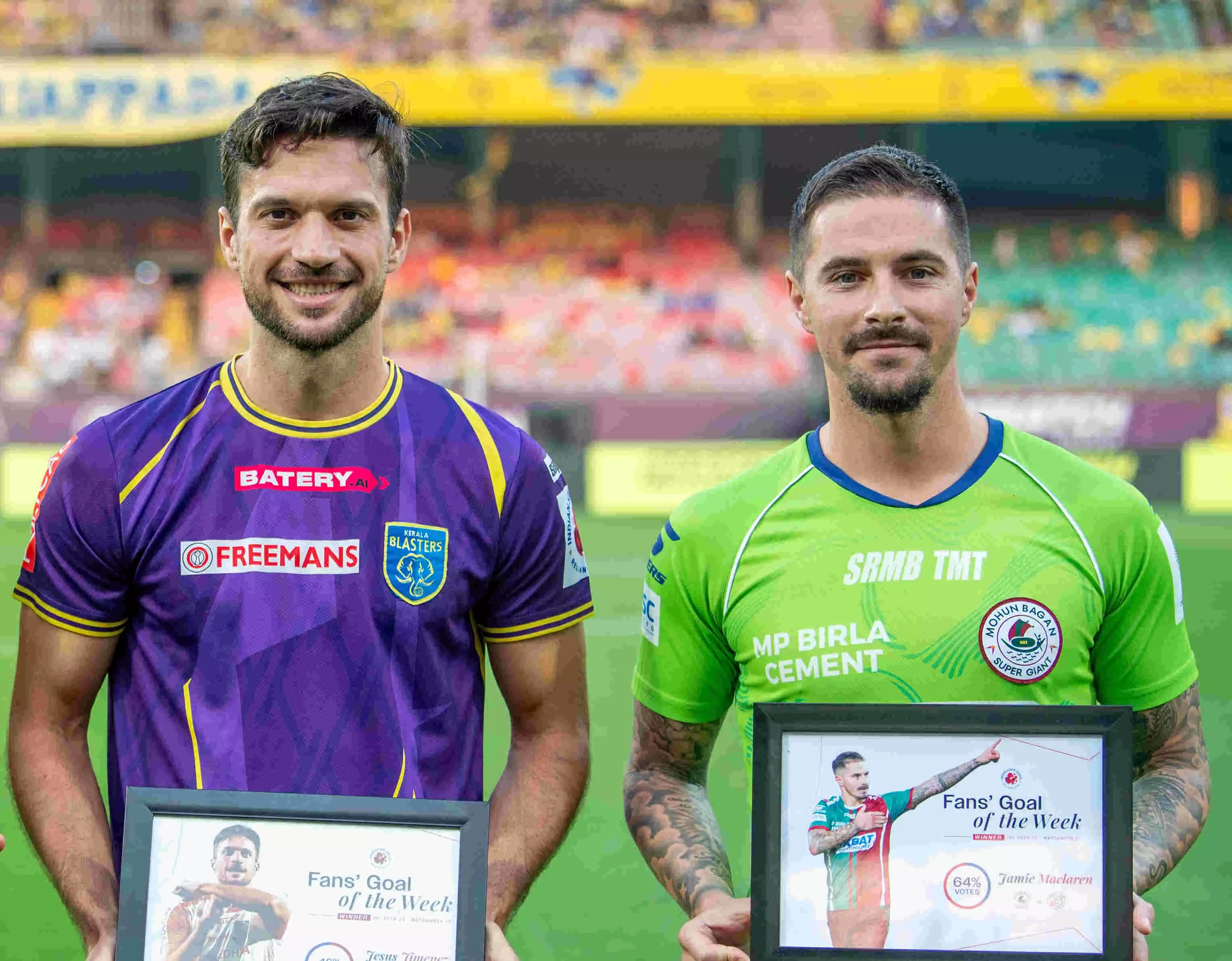 Jamie Maclaren (right) with Jimenez (Photo credit: FSDL) Jamie Maclaren (right) with Jimenez (Photo credit: FSDL)